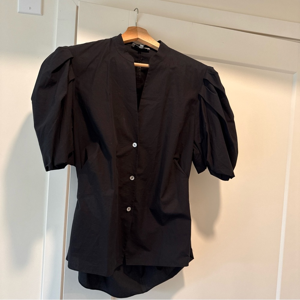 Vince Black Puff Sleeve Open Back Blouse. Sz 10
